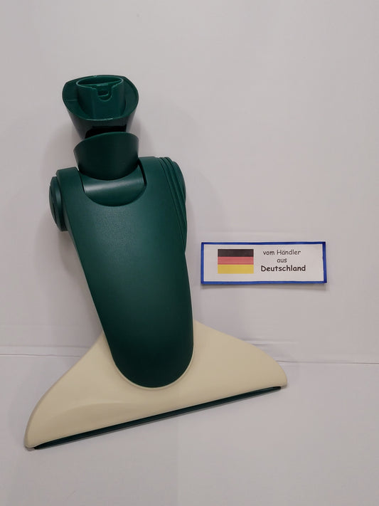 Ein grün-beiger immer-saugut Bodendüse kompatibel HD 35 Staubsaugeraufsatz steht aufrecht auf einer weißen Fläche, daneben ein kleines Schild mit der deutschen Flagge und dem Text "vom Händler aus Deutschland".