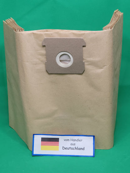 Eine Packung mit 20 immer-saugut Staubsaugerbeutel, kompatibel mit Güde GNTS 12L, steht auf grünem Hintergrund. Davor zeigt eine Karte mit deutscher Flagge: "vom Händler aus Deutschland".