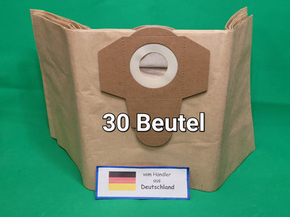 Vor grünem Hintergrund steht ein Stapel "30 Beutel kompatibel mit Einhell für 20 Liter Volumen Behälter" (Marke: Unbekannt/Sonstige); vorne sind die Aufschrift "30 Beutel" und eine Karte mit deutscher Flagge sowie "vom Händler aus Deutschland" sichtbar.