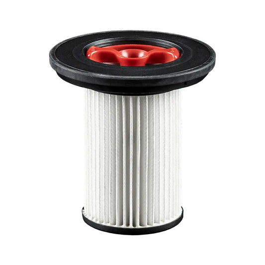 Der immer-saugut Filter Bosch BBS1/BBS8/BCS1/BCS8/BSS8/BKS8 Unlimited Gen2 Serie 8 (12023349, 12036642) ist ein weißer plissierter zylindrischer Ersatzfilter mit schwarzen Gummiendstücken und einem roten sternförmigen Kunststoffteil.