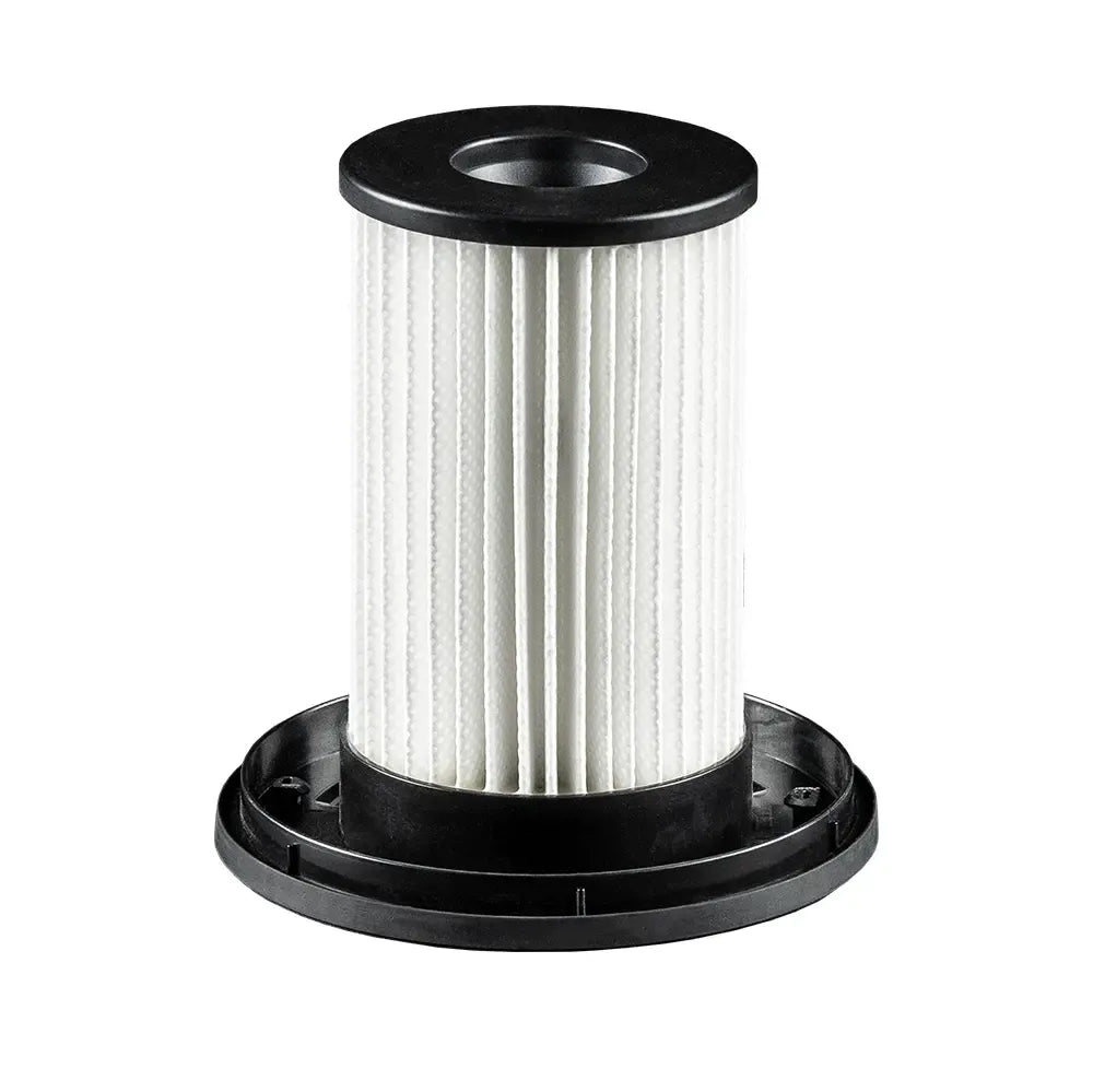 Der immer-saugut Filter Bosch BBS1/BBS8/BCS1/BCS8/BSS8/BKS8 Unlimited Gen2 Serie 8 kompatibel 12023349, 12036642, ist ein zylinderförmiger Vakuumfilter aus weißem Papier mit schwarzem Kunststoffdeckel und breitem Boden, der aufrecht auf einem weißen Hinte